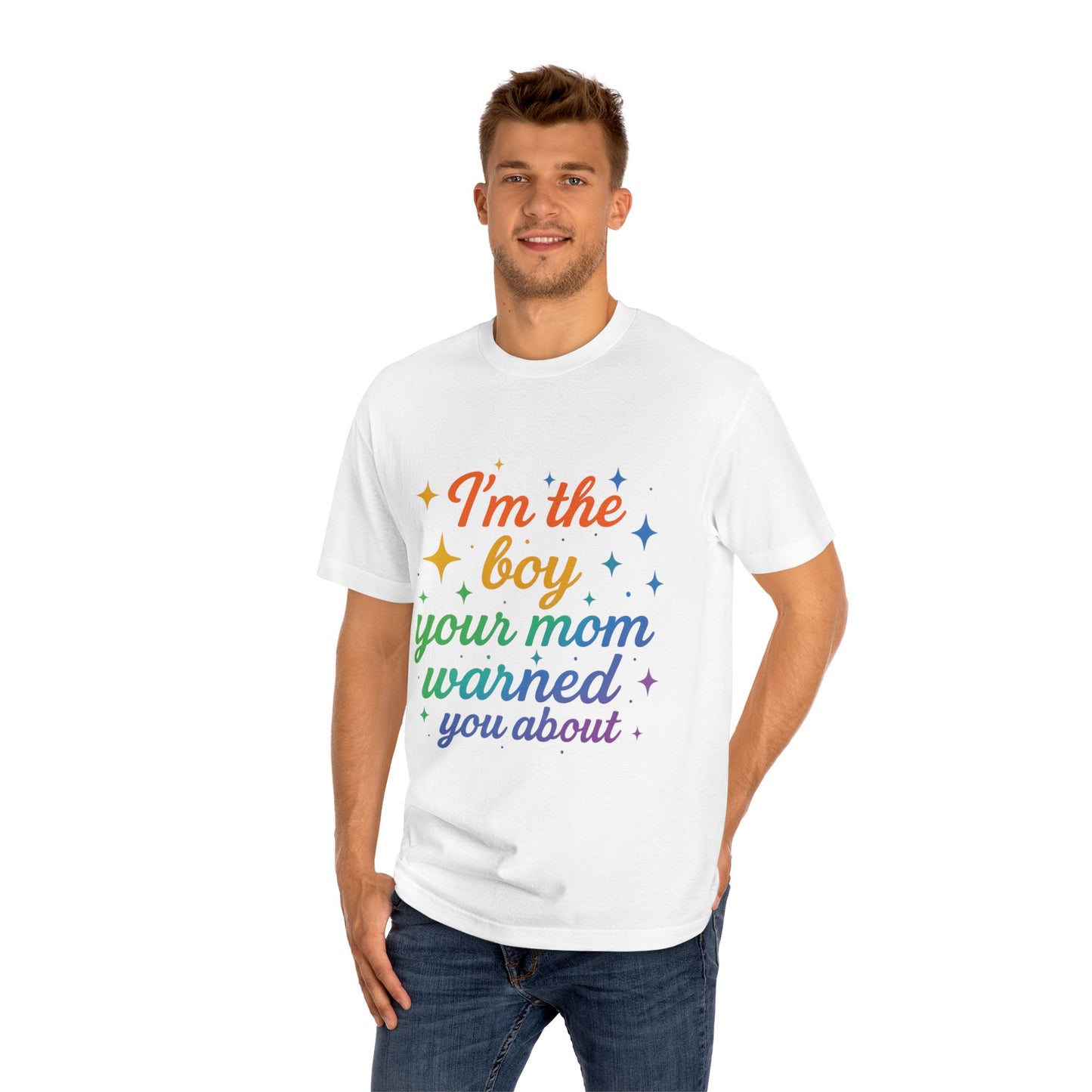 Playful Statement Unisex Tee - "I'm the Boy Your Mom Warned You About" Funny Gift, Casual Wear, Pride Tee, Birthday Gift
